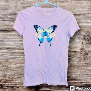 Juniors Medium Free State Purple Los Angeles Short Sleeve Shirt